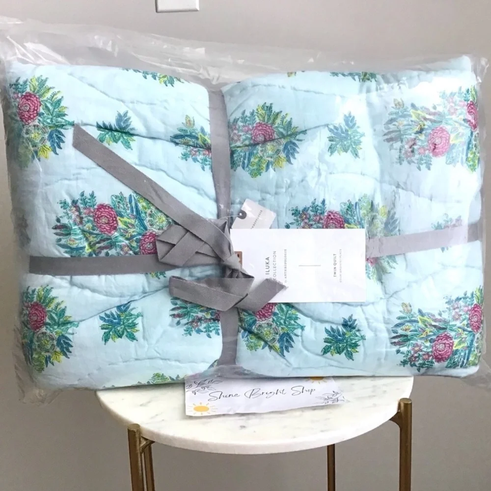 Anthropologie Quilt Twin Cotton Reversible New With Tag